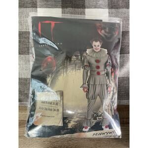 IT Pennywise Adult Costume Licensed Horror Clown Warner Bros Movie Halloween NWT